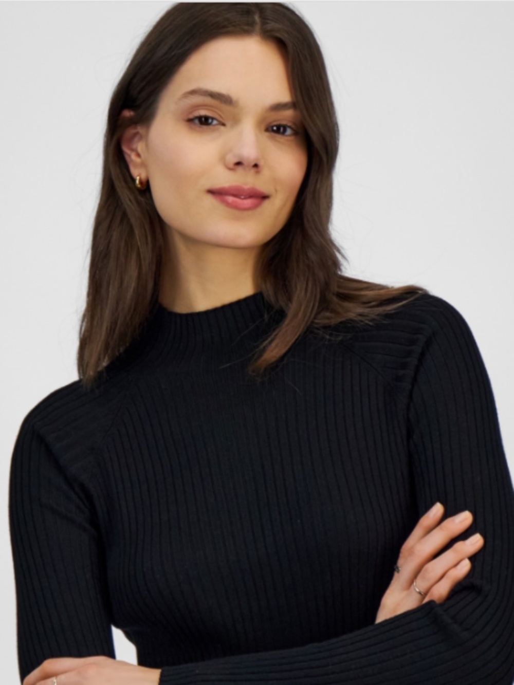 Hooked up by Iot Juniors' Mock-Neck Rib-Knit Sweater - Black SIZE XS NWT - Picture 3 of 4